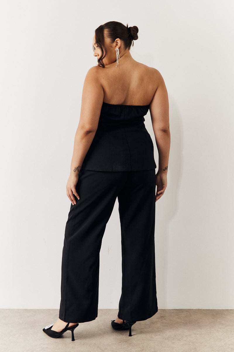 Black Bandeau Sweetheart Neckline Waistcoat