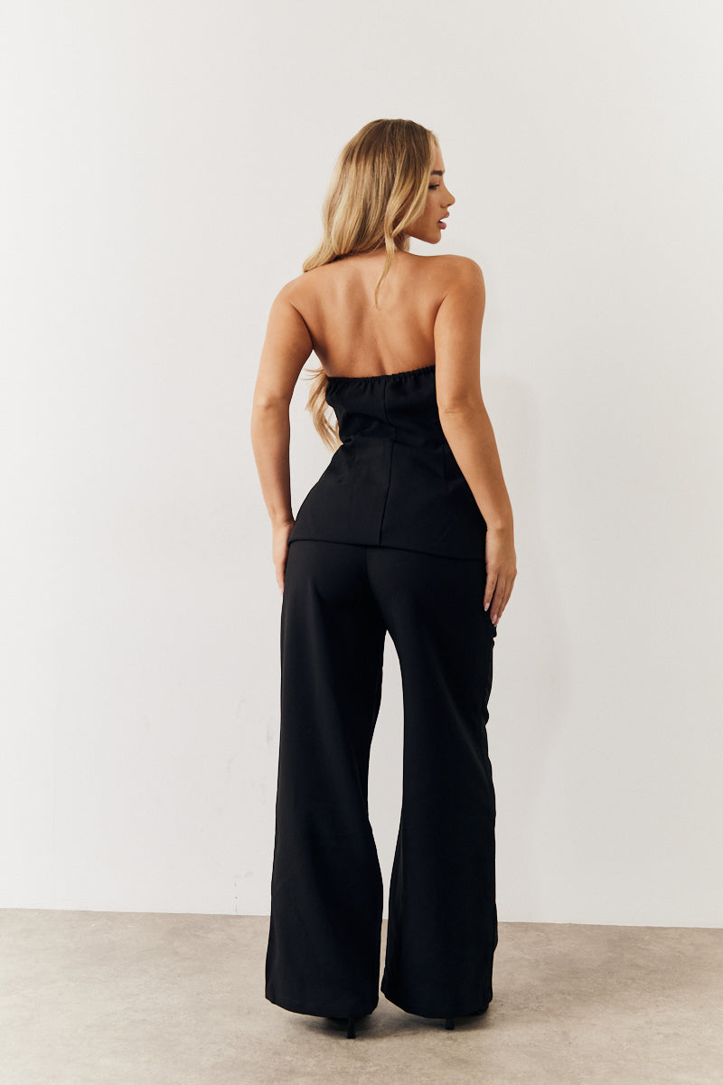 Black Bandeau Sweetheart Neckline Waistcoat