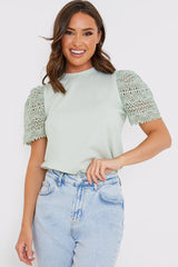 Crochet Sleeve T-Shirt