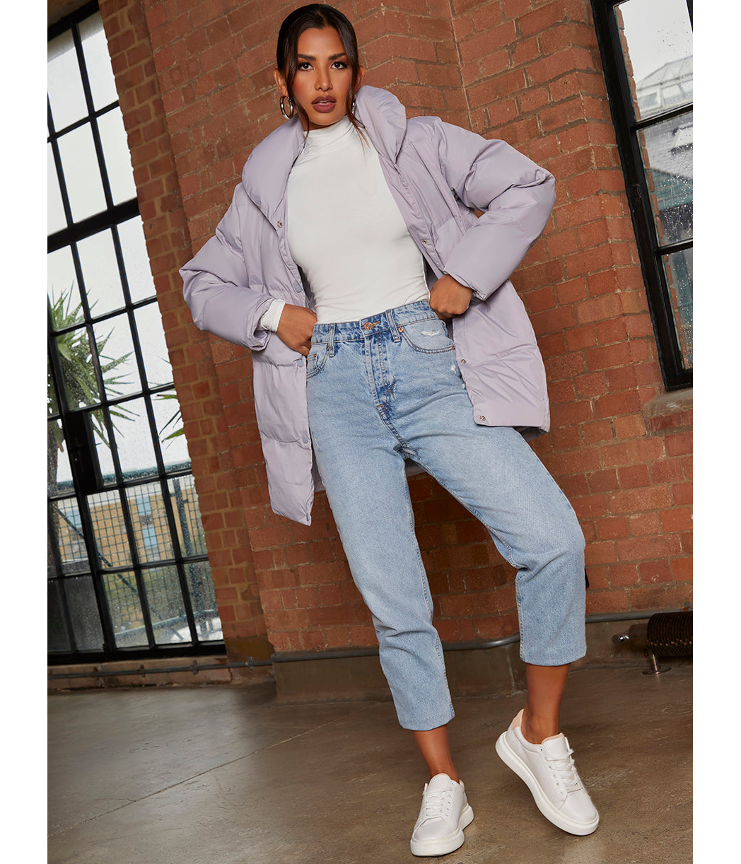 Chi Chi London Padded Puffer Coat in Grey
