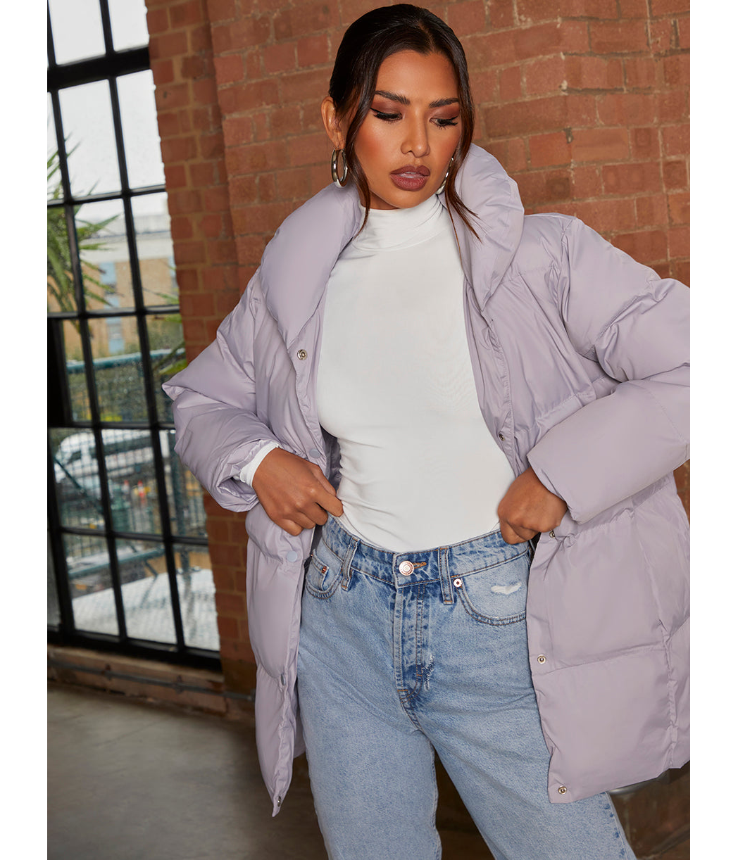 Chi Chi London Padded Puffer Coat in Grey