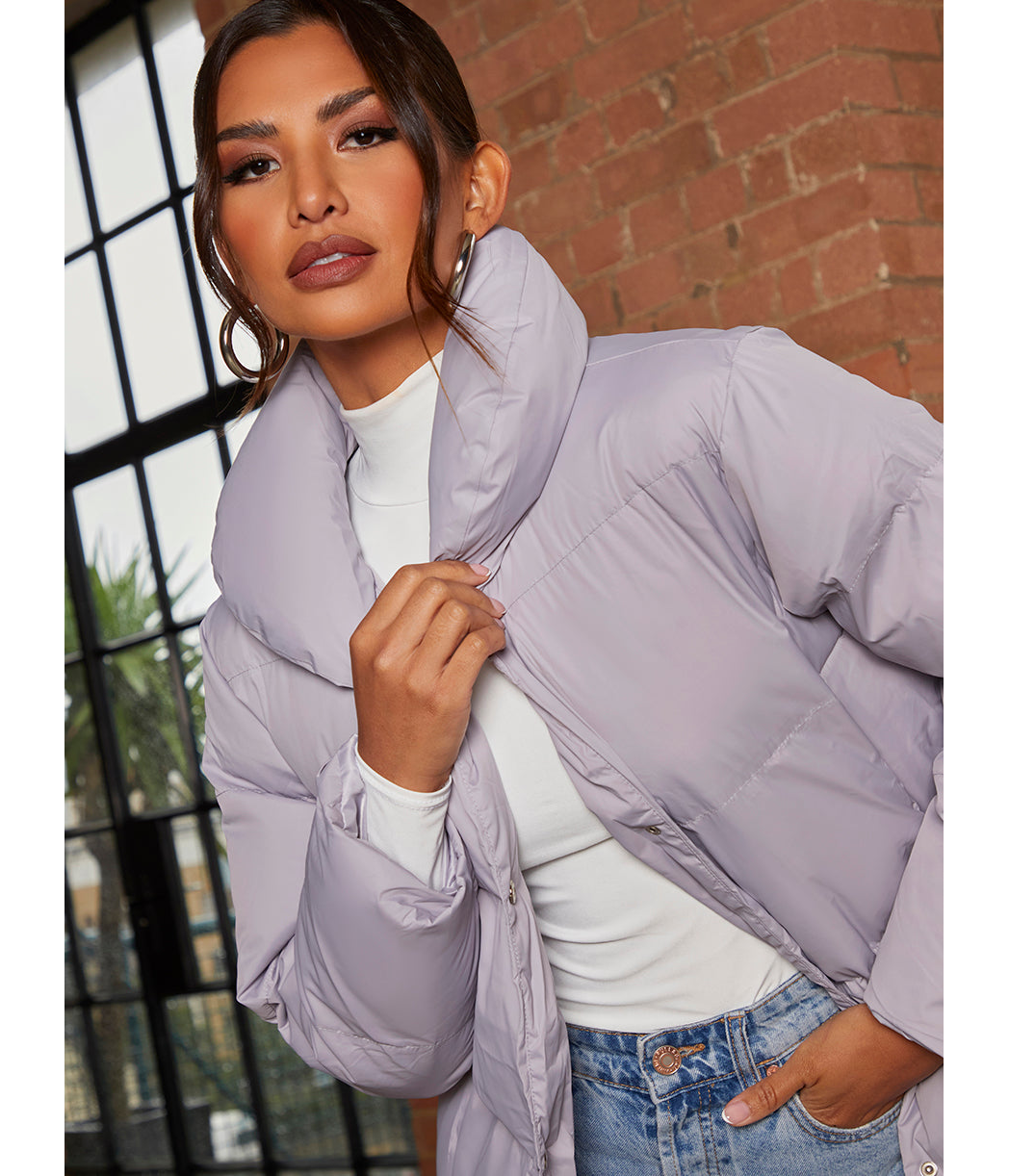 Chi Chi London Padded Puffer Coat in Grey