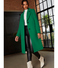 Chi Chi London Single Breasted Coat in Green