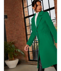 Chi Chi London Single Breasted Coat in Green