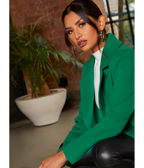 Chi Chi London Single Breasted Coat in Green