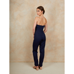 3D Floral Bandeau Jumpsuit in Navy