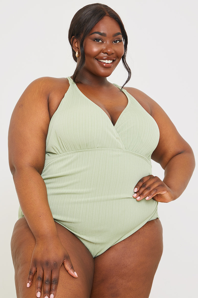 Control V-Neck Side Ruched Detail Swimsuit