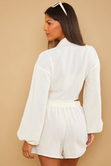 Cropped Tie Front Co-Ord Shirt