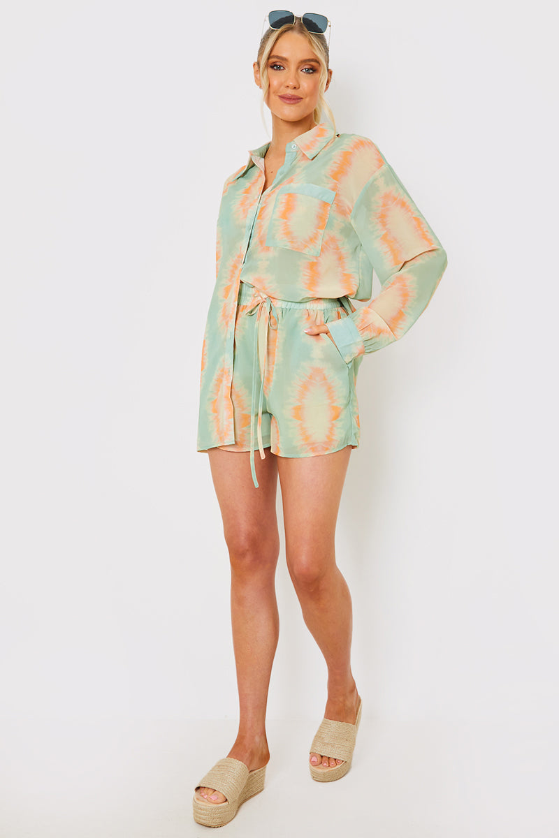 Elasticated High Waist Beach Co-Ord Shorts