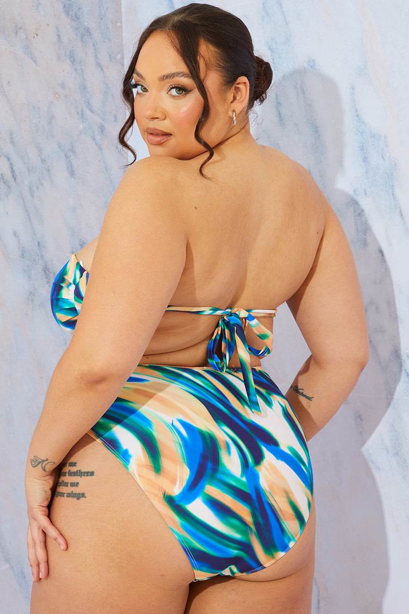 Abstract Print Bandeau Bikini Top