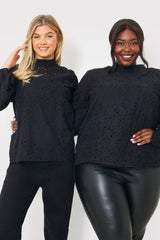 Broderie High Neck Blouse
