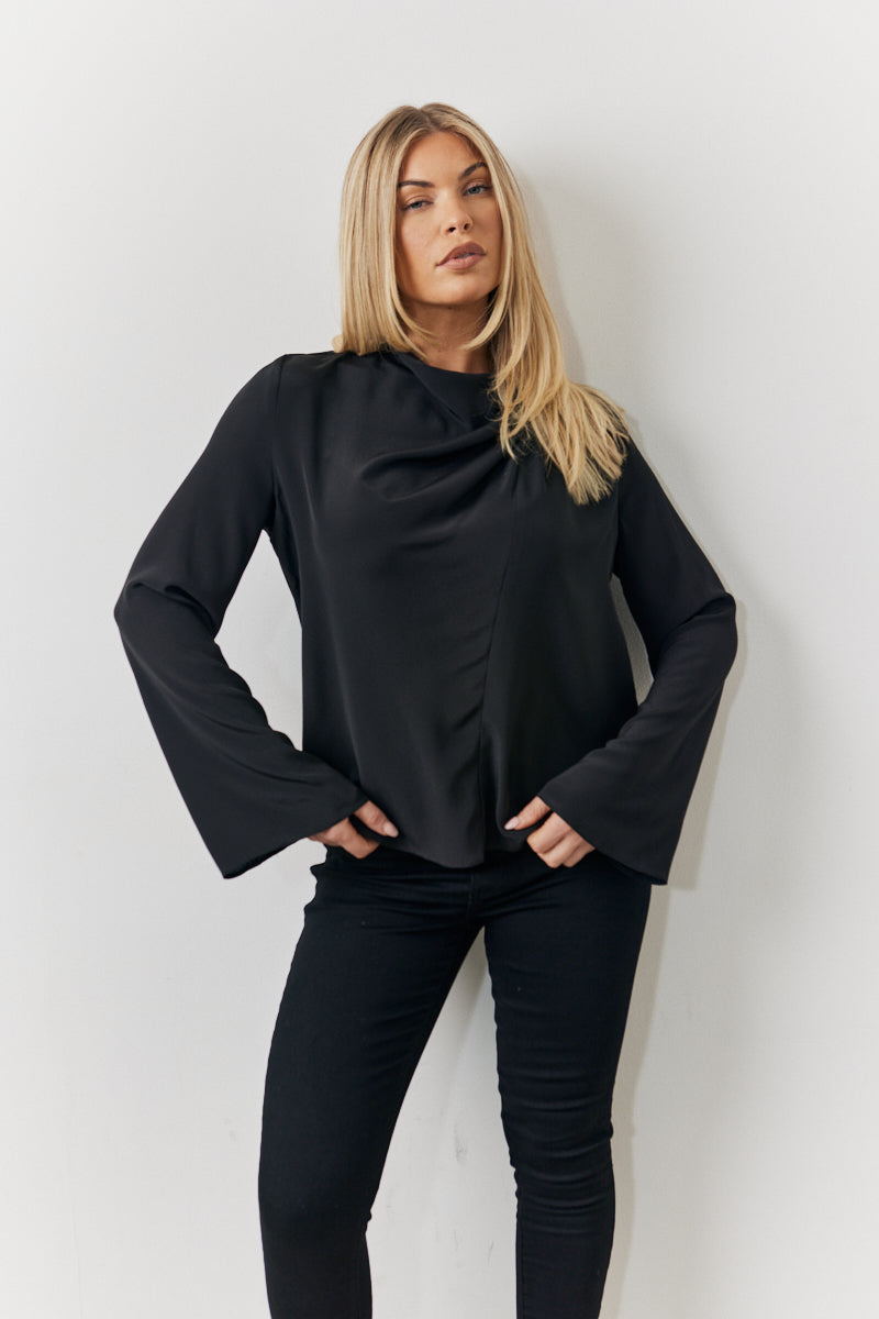 Cowl Neck Draped Blouse