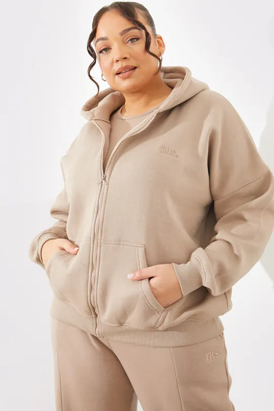 Embroidered Zip Up Jersey Jacket
