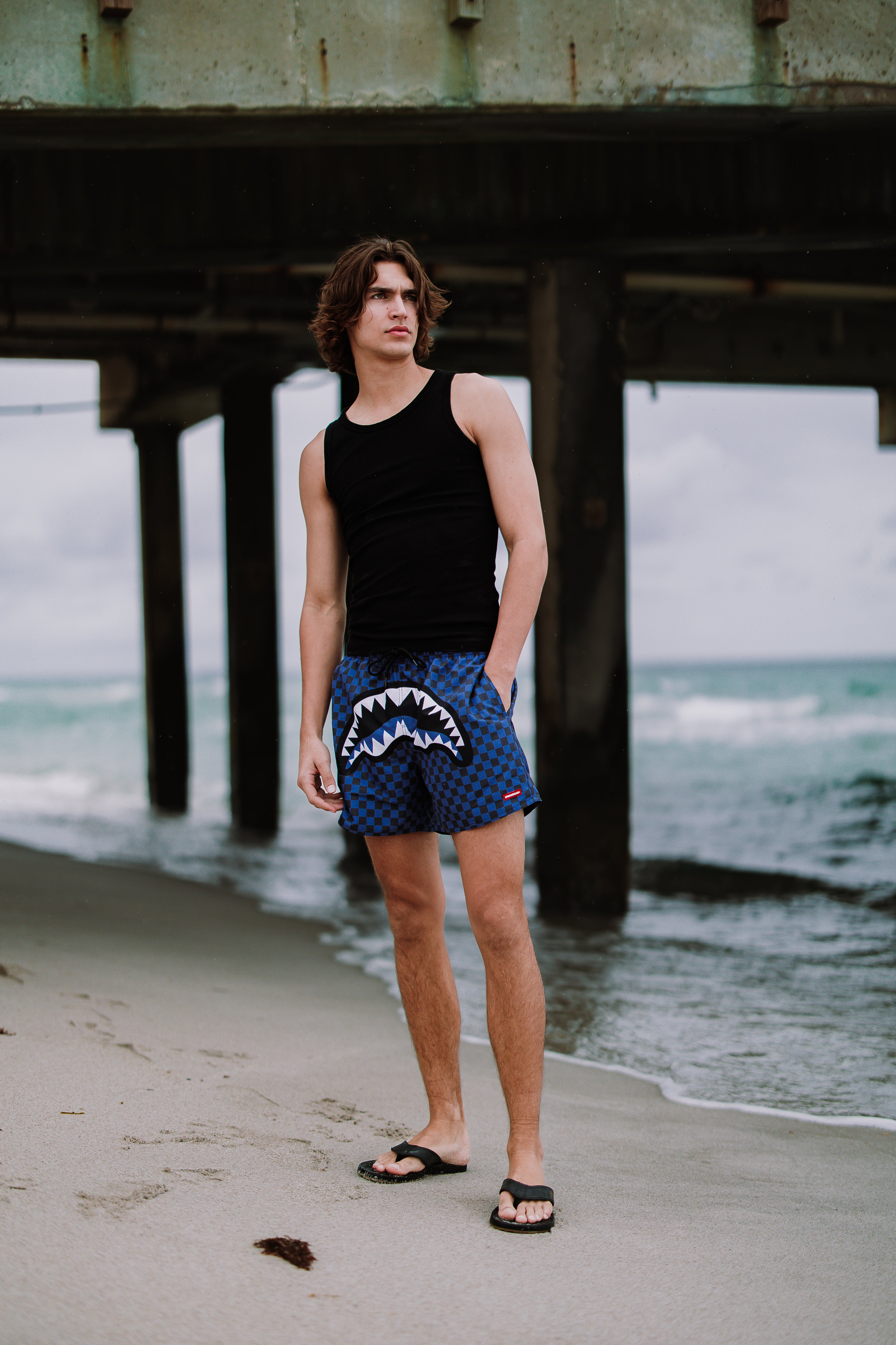 MIDNIGHT MAGIC SHARKS IN PARIS SWIM SHORTS